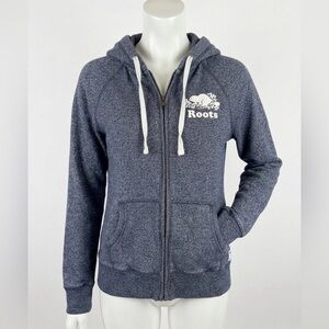 Roots Navy Blue Heathered Salt and Pepper Original Full-Zip Hoodie Canadian